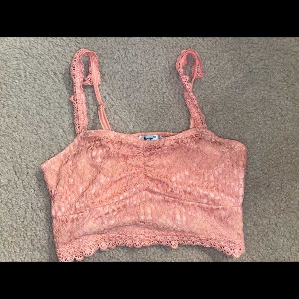 Coral lace crop top